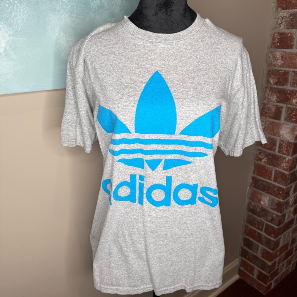 Adidas Blue Logo Grey Tshirt Size Medium